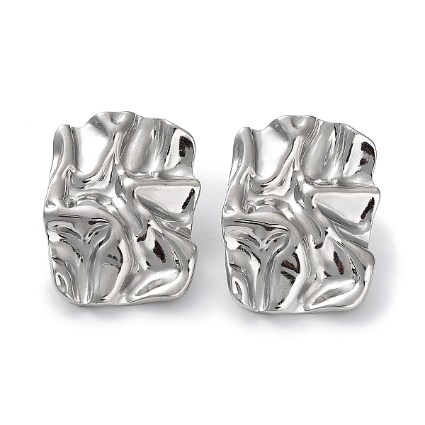 

PandaHall 304 Stainless Steel Textured Rectangle Ear Studs for Women, Stainless Steel Color, 32x23mm 304 Stainless Steel Rectangle