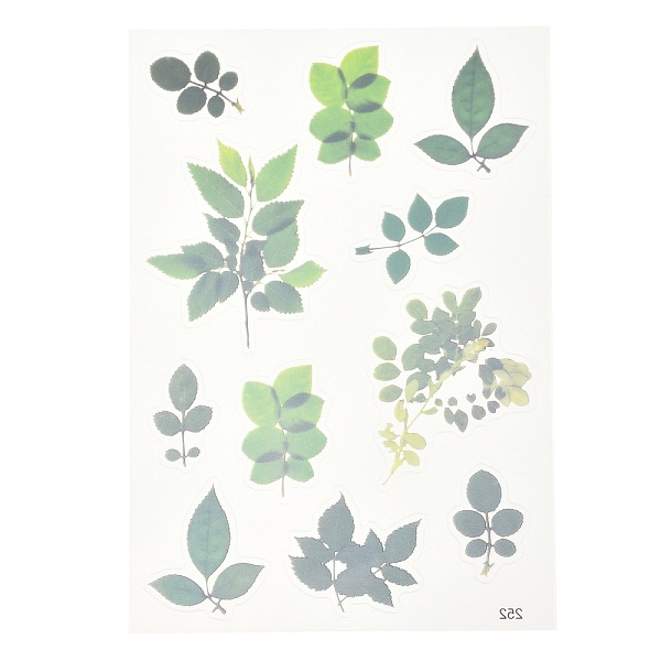 

PandaHall Waterproof Plastic Self Adhesive Stickers, Plant Pattern, Leaf Pattern, 15x10.5x0.01cm Plastic Leaf Green