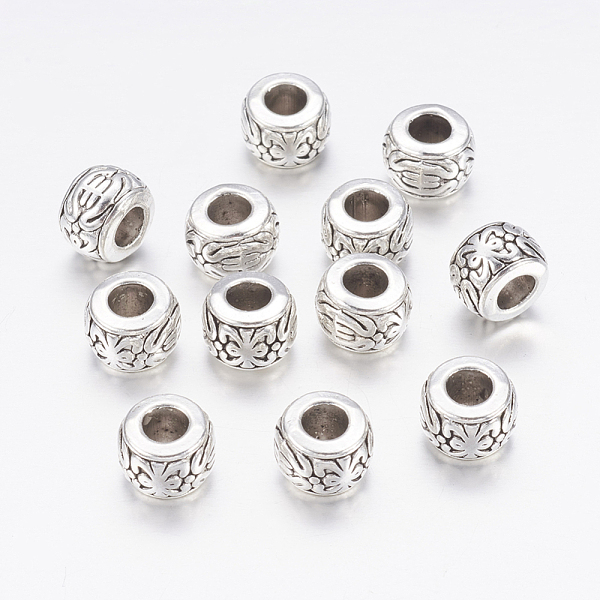 tibetan silver beads, lead free & cadmium free, rondelle, antique silver, about 8mm in diameter, 5.5mm thick, hole: 3.5mm
