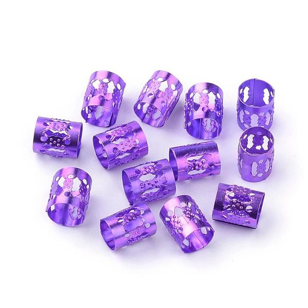 

PandaHall Aluminum Dreadlocks Beads Hair Decoration, Hair Coil Cuffs, Mauve, 9x8mm, Hole: 7mm Aluminum Purple