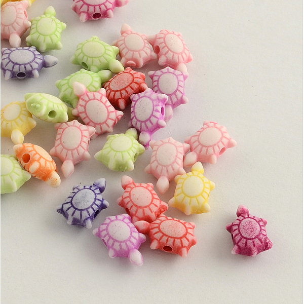 

PandaHall Craft Style Acrylic Beads, Tortoise, Mixed Color, 11.5x8x5mm, Hole: 2mm, about 2400pcs/500g Acrylic Tortoise Multicolor