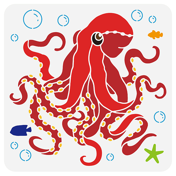 

PandaHall FINGERINSPIRE Octopus Pattern Stencil for Painting 11.8x11.8 inch Reusable Sea Creatures Craft Stencil Hollow Out Ocean Starfish...