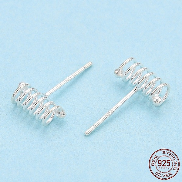 

PandaHall 925 Sterling Silver Spring Spiral Stud Earrings, with S925 Stamp, Silver, 10x4mm, Pin: 0.8mm Sterling Silver