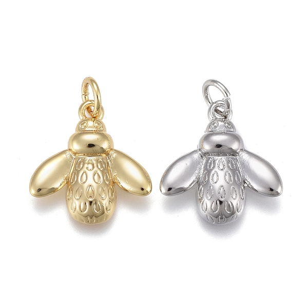 

PandaHall Brass Pendants, with Jump Rings, Long-Lasting Plated, Bees, Mixed Color, 16x15x3mm, Hole: 3mm Brass Bees
