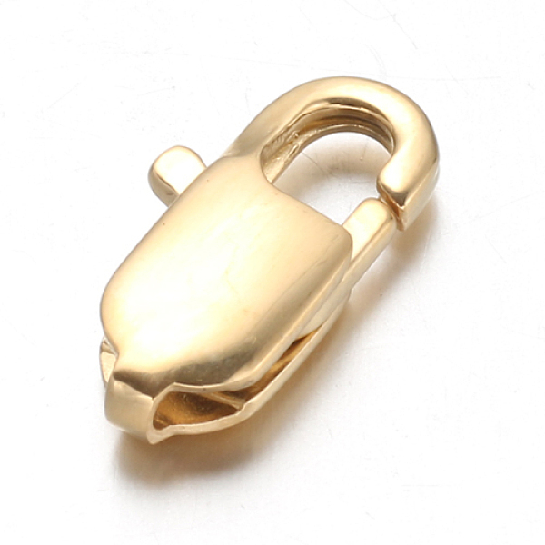 

PandaHall Ion Plating(IP) 304 Stainless Steel Lobster Claw Clasps, Real 18k Gold Plated, 16x8x4mm, Hole: 1x1.5mm 304 Stainless Steel Others