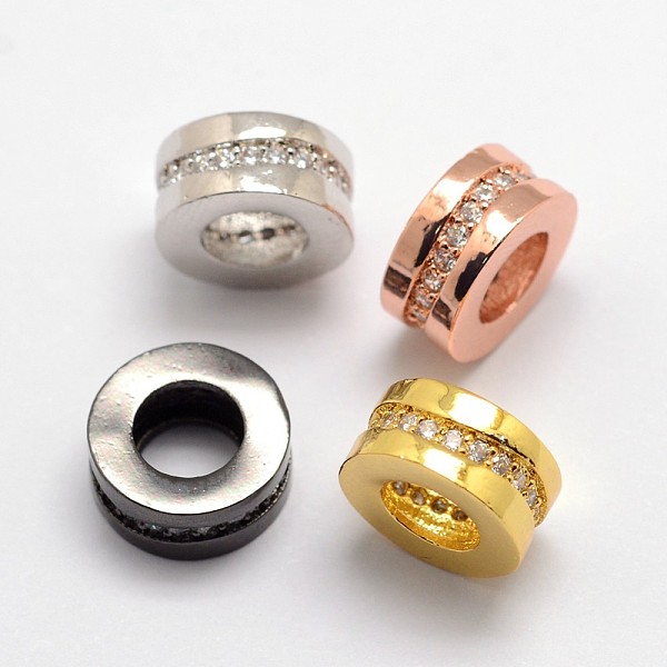 

PandaHall Brass Micro Pave Cubic Zirconia Beads, Column, Large Hole Beads, Lead Free & Nickel Free, Mixed Color, 10.5x5mm, Hole: 5.5mm...