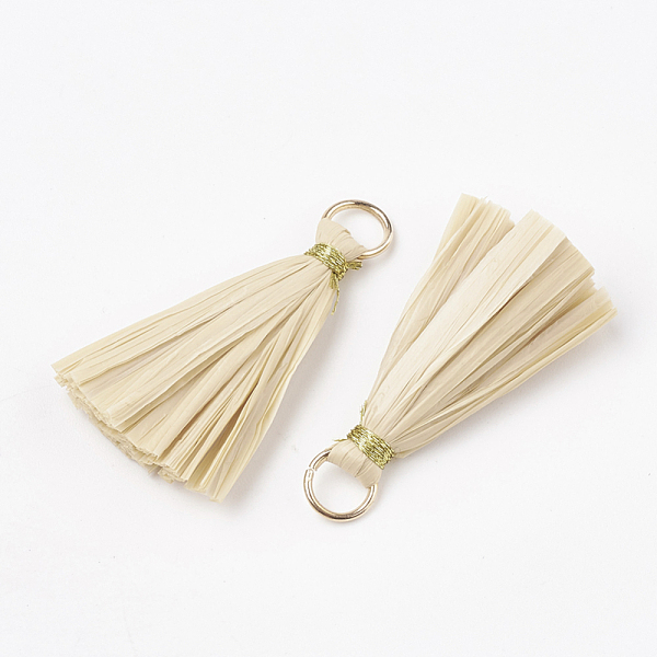 

PandaHall Cotton Paper Tassel Pendant Decorations, with Iron Findings and Metallic Cord, Light Gold, PapayaWhip, 30~36x10~15x3~8mm, Hole..., Orange