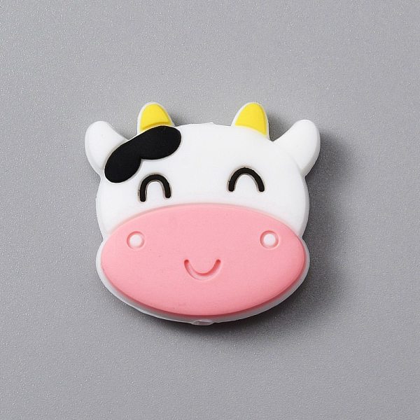 

PandaHall Silicone Beads, Chewing Beads For Teethers, DIY Nursing Necklaces Making, Cow, Pink, 28x29.5x7.5mm, Hole: 2mm Silicone Cattle Pink