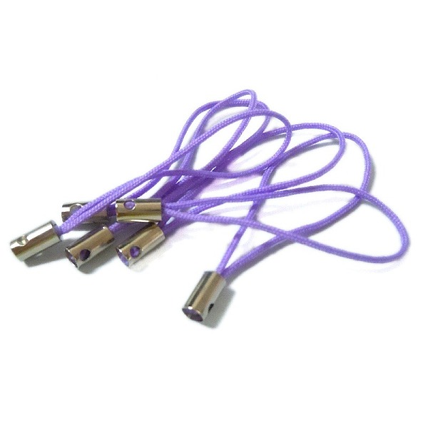 PandaHall Mobile Phone Strap, Colorful DIY Cell Phone Straps, Nylon Cord Loop with Alloy Ends, Lilac, 50~60mm Nylon Purple
