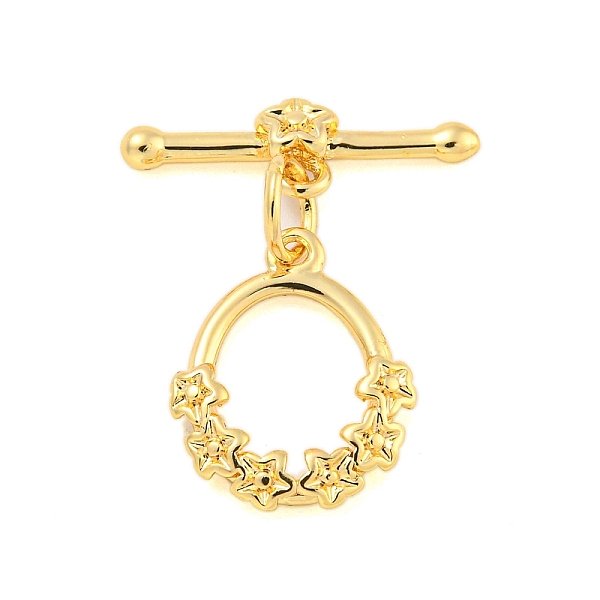 

PandaHall Brass Toggle Clasps, Ring, Real 18K Gold Plated, Rin: 14x11x2mm, Hole: 0.8mm, Bar: 17x5x2.5mm, Hole: 0.8mm Brass