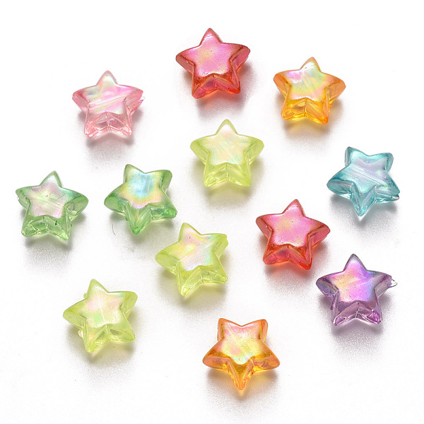 

PandaHall Transparent Acrylic Beads, AB Color Plated, Star, Mixed Color, 10.5x11x6mm, Hole: 1.8mm, about 1380pcs/500g Acrylic Star..., Multicolor