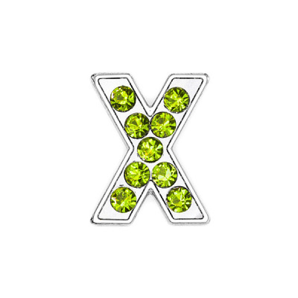 

PandaHall Glass Rhinestone Slide Charms, with Platinum Tone Alloy Finding, Mixed Color, Letter.X, 12mm, Hole: 8x2mm Alloy+Rhinestone Letter..., Multicolor