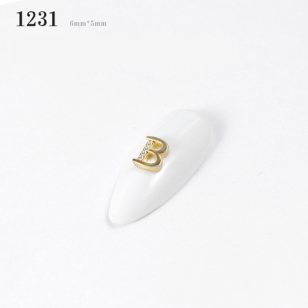 

PandaHall Alloy Nail Art Decorations, with Cubic Zirconia, Clear, Golden, Letter.B, 6x5mm Alloy+Cubic Zirconia Letter B Clear