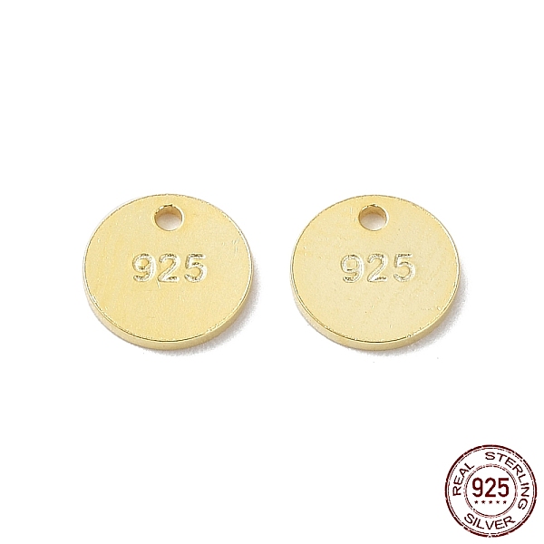 

PandaHall 925 Sterling Silver Charms, Flat Round Charm, with 925 Stamp, Real 18K Gold Plated, 6x0.8mm, Hole: 0.9mm Sterling Silver Flat...
