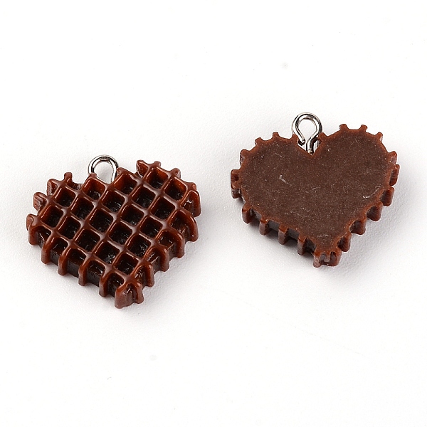 

PandaHall Resin Pendants, with Platinum Iron Loop, Heart, Coconut Brown, 21x22x5mm, Hole: 1.8mm Iron+Resin Heart