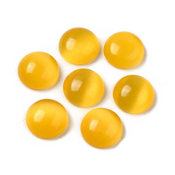

PandaHall Cat Eye Cabochons, Half Round, Gold, 16x6.8mm Glass Half Round Gold