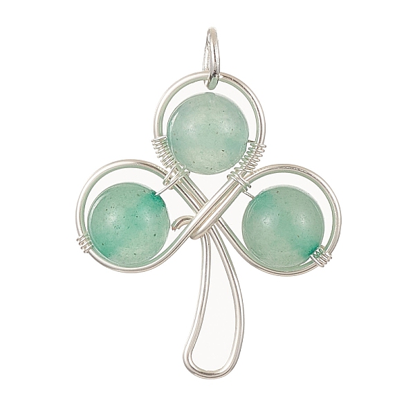 

PandaHall Natural Green Aventurine Beaded Pendants, Eco-Friendly Copper Wire Wrapped Clover Charms, Silver, 23x20x6.5mm, Hole: 3mm Green...