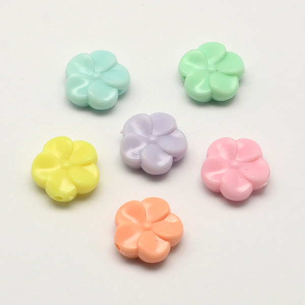 

PandaHall Opaque Acrylic Flower Beads, Mixed Color, 19x8mm, Hole: 3mm, about 350pcs/500g Acrylic Flower Multicolor