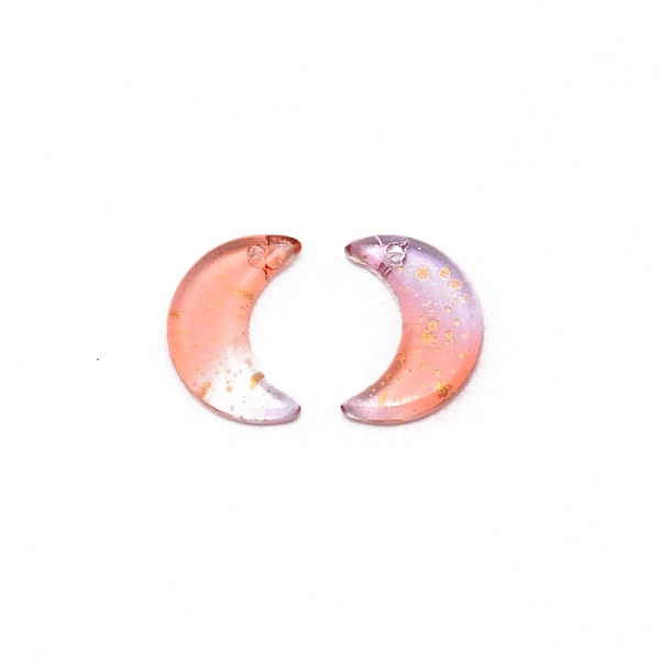 

PandaHall Transparent Glass Charms, with Gold Foil, Crescent Moon, Coral, 16x11.5x3mm, Hole: 1.2mm Glass Moon Red