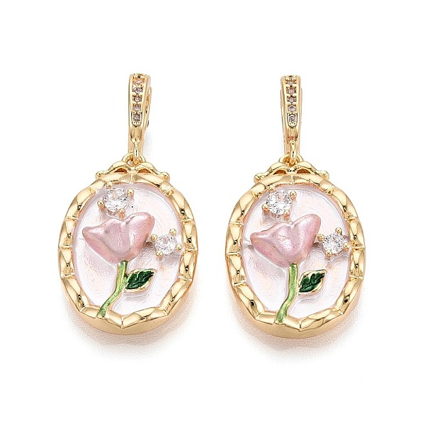 Spray Painted Brass Pave Clear Cubic Zirconia Fold Over Clasps