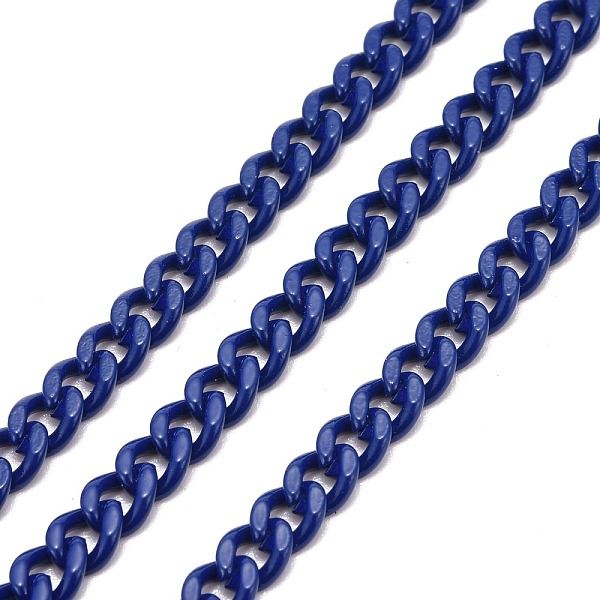 

PandaHall 3.28 Feet Spray Painted Brass Curb Chain, Twisted Chain, Unwelded, Marine Blue, 6x5x2mm Brass