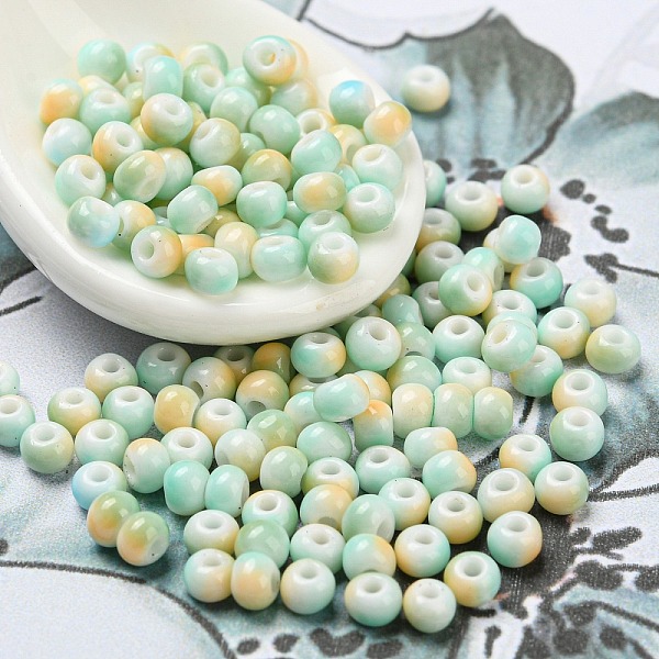 

PandaHall Two Tone Opaque Colours Glass Seed Beads, Round, Pale Turquoise, 3x2.5mm, Hole: 0.9mm, about 170pcs/bag Glass