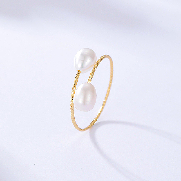 

PandaHall Natural Pearl Teardrop Cuff Rings, Brass Ring, Golden, Inner Diameter: 16mm Pearl Teardrop