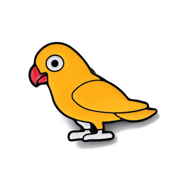 

PandaHall Parrot Alloy Enamel Brooches, Black Enamel Pin, Orange, 27x33x2mm Alloy+Enamel Parrot Orange