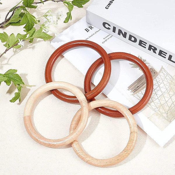 

PandaHall WADORN 4pcs Wooden Bag Handles Round Shaped Wooden Purse Handles Handbags Handles Handmade Bag Handles Replacement DIY Bag Making..., Multicolor