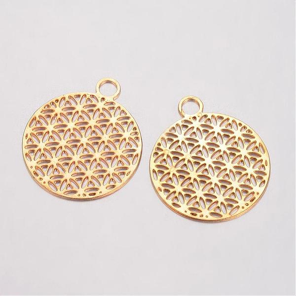 

PandaHall Brass Pendants, Filigree Pendants, Flower of Life, Cadmium Free & Nickel Free & Lead Free, Golden, 23.5x20x0.6mm, Hole: 3mm Brass...