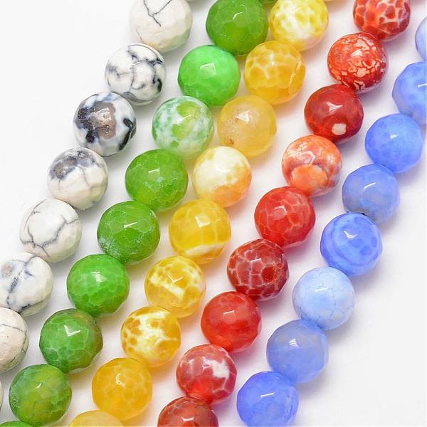 

PandaHall Natural Agate Bead Strands, Round, Grade A, Faceted, Dyed & Heated, Mixed Color, 8mm, Hole: 1mm, about 47pcs/strand, 15 inch..., Multicolor