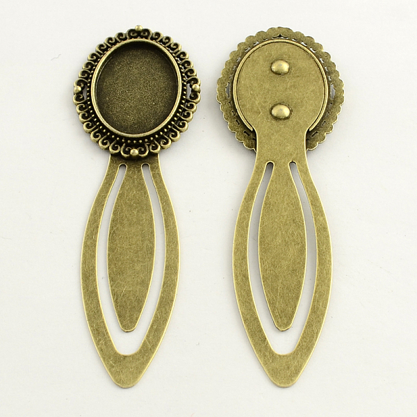 

PandaHall 18x25mm Tray Bookmark Cabochon Settings, Iron with Alloy Oval Tray, Lead Free, Nickel Free & Cadmium Free, Antique Bronze...