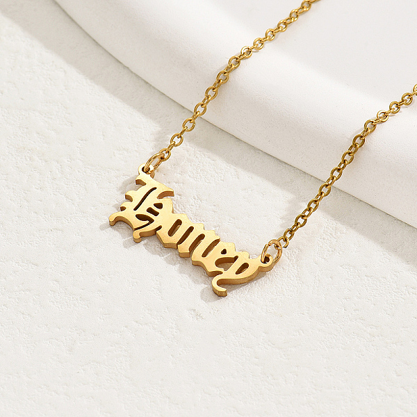 Simple Vintage Stainless Steel Letter Link Women's Necklaces