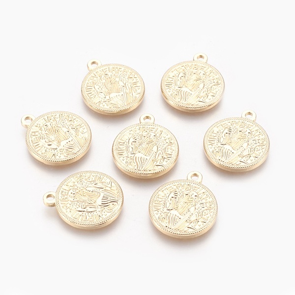 

PandaHall Brass Pendants, Flat Round with Saint Benedict Medal, Real 18K Gold Plated, 21.5x18x2mm, Hole: 2mm Brass Flat Round