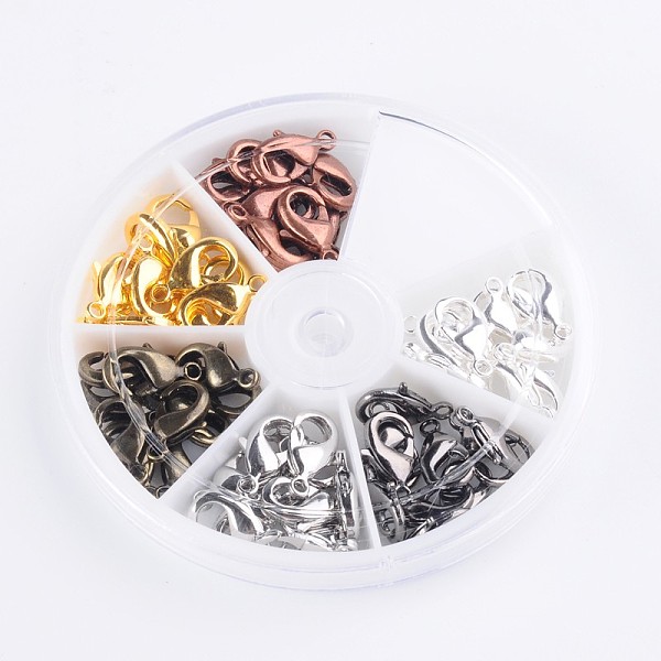 

PandaHall 1 Box 6 Color Brass Lobster Claw Clasps, Golden & Silver & Platinum & Antique Bronze & Red Copper & Gunmetal, Lead Free & Cadmium...
