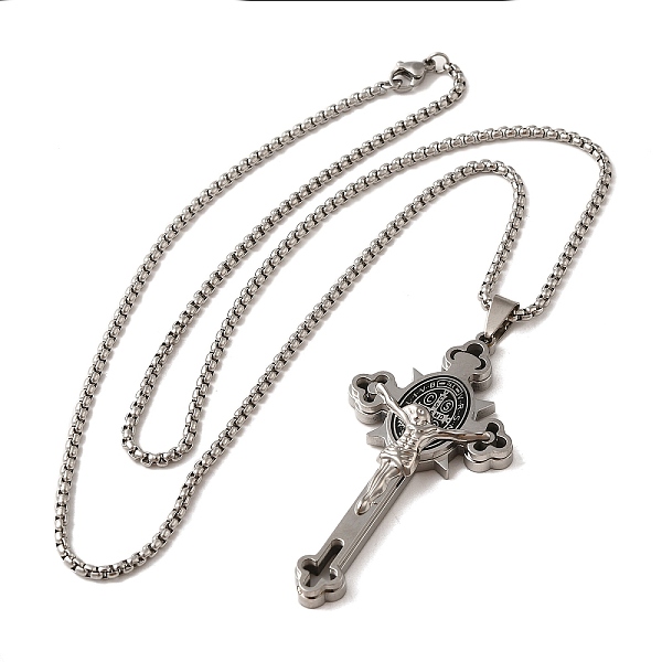 

PandaHall Gothic 201 Stainless Steel Pendant Necklaces, Jesus Cross, Stainless Steel Color, 23.70 inch(60.2cm) 201 Stainless Steel Cross