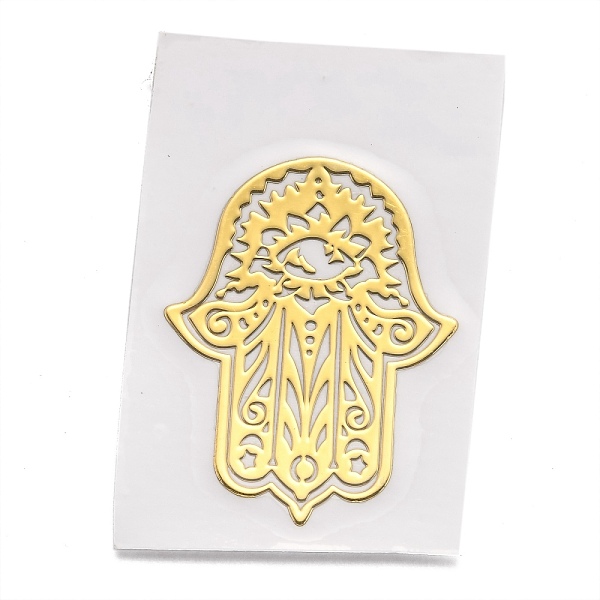 

PandaHall Self Adhesive Brass Stickers, Scrapbooking Stickers, for Epoxy Resin Crafts, Hamsa Hand/Hand of Fatima/Hand of Miriam, Golden...