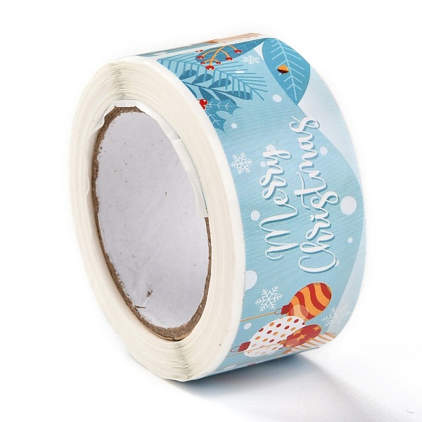 

PandaHall Coated Paper Sealing Stickers, Rectangle with Christmas Themed Pattern, for Gift Packaging Sealing Tape, Light Sky Blue, 75x25mm...