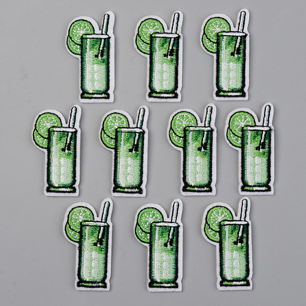 PandaHall Computerized Embroidery Cloth Iron on/Sew on Patches, Appliques, Costume Accessories, Fruit Juice, Lime Green, 44x24x1.5mm Cloth...
