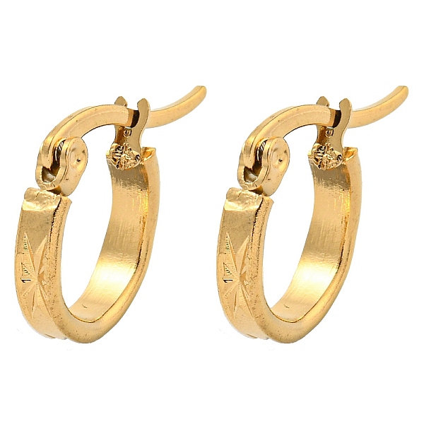 

PandaHall Vacuum Plating 202 Stainless Steel Hoop Earring, with 304 Stainless Steel Pins, Ring, Golden, 13x3mm 202 Stainless Steel