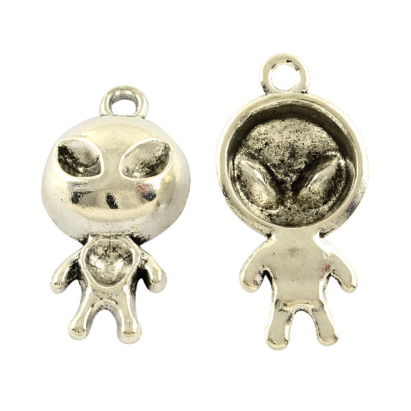 

PandaHall Tibetan Style Alloy Alien Pendants, Cadmium Free & Lead Free, Antique Silver, 30x15x7mm, Hole: 3mm Alloy Human