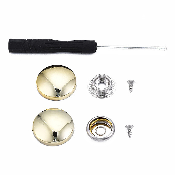 

PandaHall DIY Clothing Button Accessories Set, include 6Pcs Brass Craft Solid Screw Rivet, with Stainless Steel Findings and Plastic, Flat...