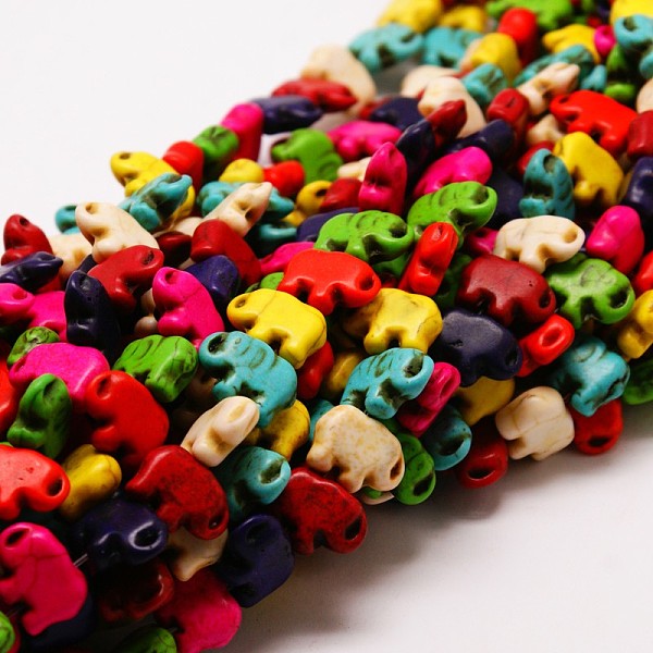 

PandaHall Elephant Synthetic Turquoise Beads Strands, Dyed, Mixed Color, 11x14x6mm, Hole: 1mm, about 37pcs/strand, 15.7 inch Synthetic..., Multicolor