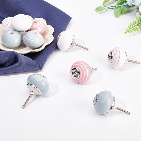 

PandaHall 10Pcs 5 Colors Printing Porcelain Drawer Knobs, with Iron Finding and Iron Screw, for Home, Cabinet, Cupboard and Dresser..., Multicolor