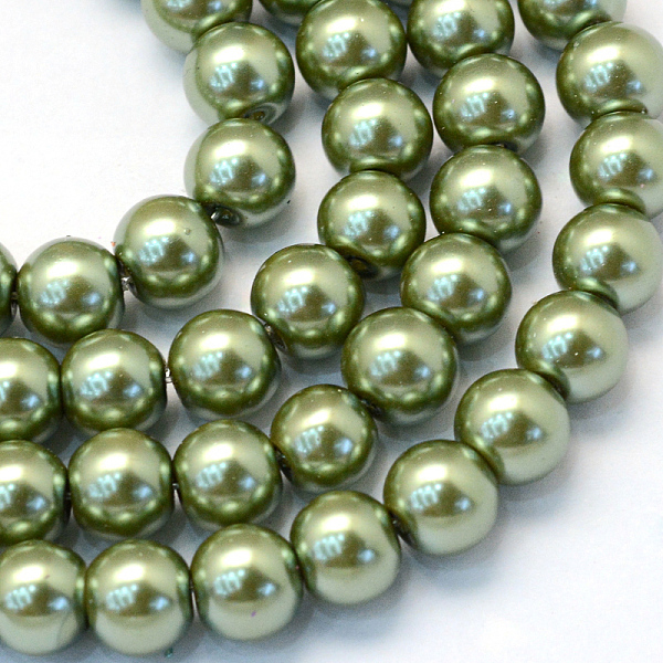 

PandaHall Baking Painted Pearlized Glass Pearl Round Bead Strands, Olive Drab, 4~5mm, Hole: 1mm, about 210pcs/strand, 31.4 inch Glass Round