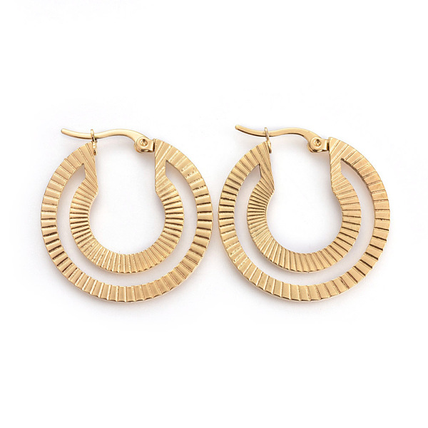 

PandaHall 201 Stainless Steel Hoop Earrings, with 304 Stainless Steel Pin, Hypoallergenic Earrings, Ring, Golden, 31x30x1.5mm, Pin: 1mm 201...