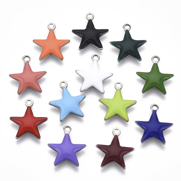 

PandaHall 201 Stainless Steel Enamel Charms, Star, Stainless Steel Color, Mixed Color, 14.5x12.5x2mm, Hole: 1.5mm Stainless Steel+Enamel..., Multicolor
