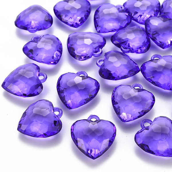 

PandaHall Transparent Acrylic Pendants, Faceted, Heart, Medium Purple, 31.5x29x12.5mm, Hole: 4mm, about 90pcs/500g Acrylic Heart