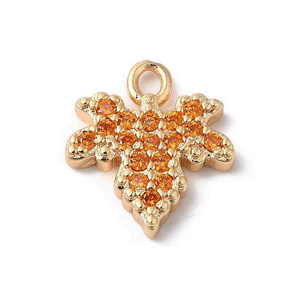 

PandaHall Brass Micro Pave Cubic Zirconia Charms, Leaf Shape, Orange, 11.5x10.5x2mm, Hole: 1.5mm Brass+Cubic Zirconia Leaf Orange