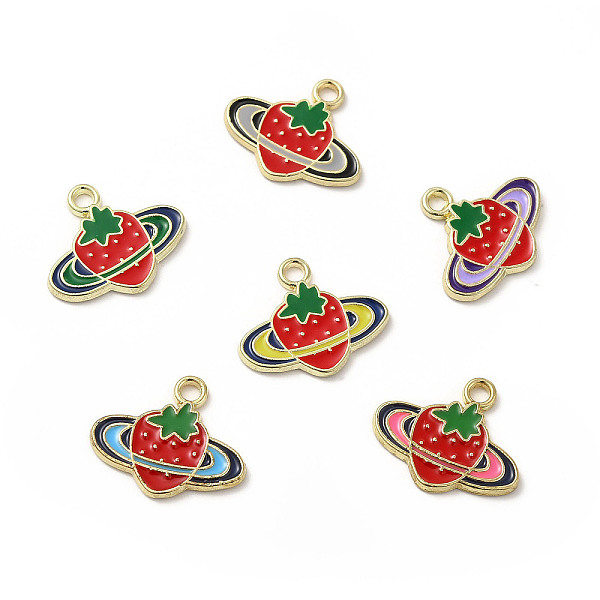 

PandaHall Alloy Enamel Pendants, Strawberry Charms, Golden, Mixed Color, 14.5x17x1.5mm, Hole: 1.8mm Alloy+Enamel Fruit Multicolor